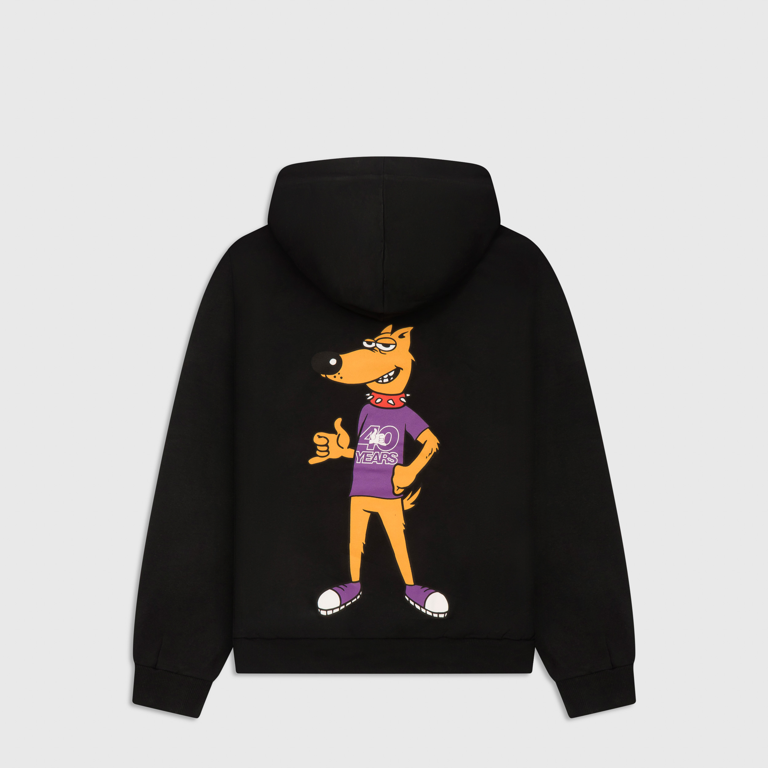 Hunter’s hoodie 40 jaar hond met stoned hond logo en relaxte pasvorm